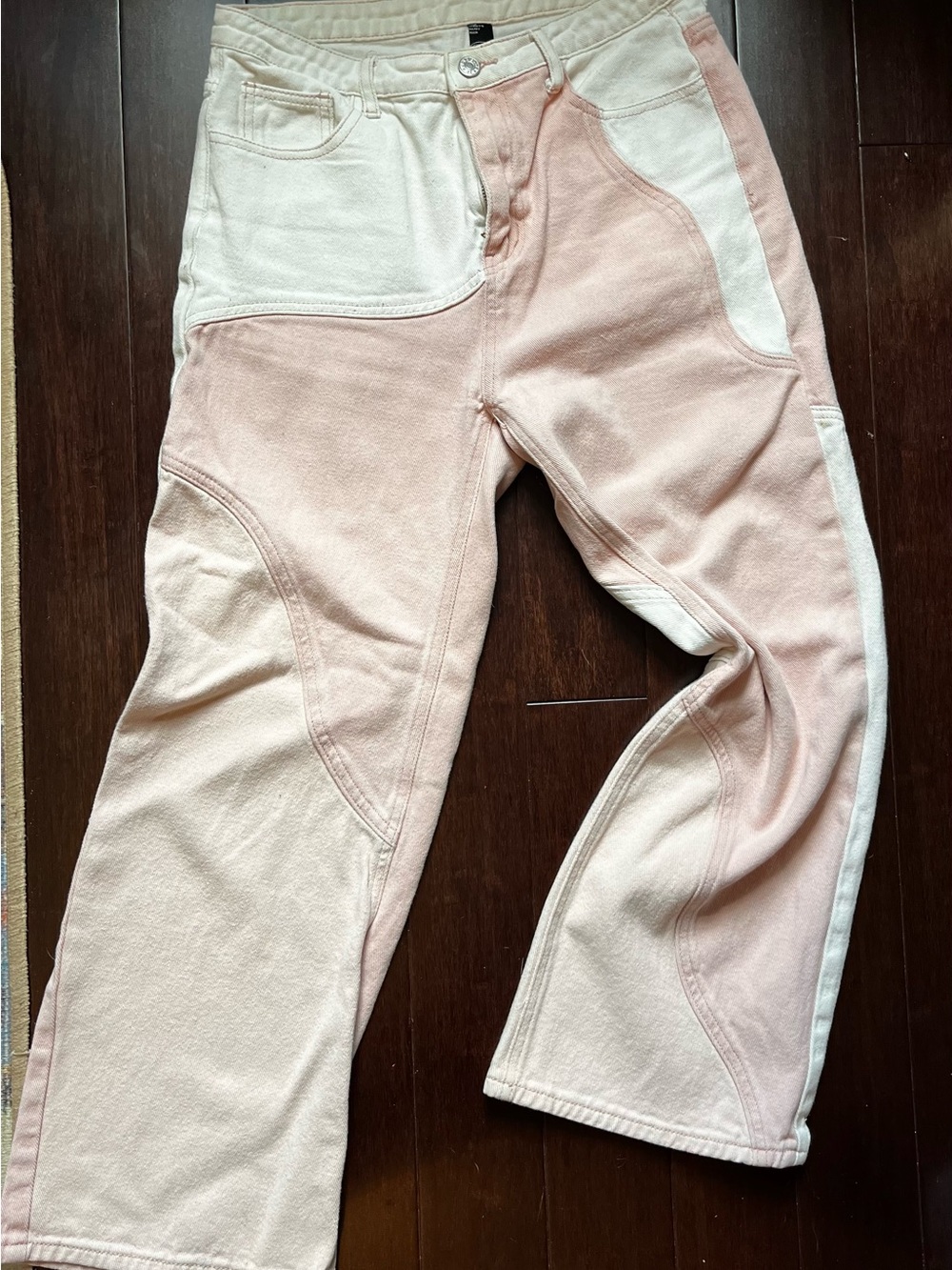 Cider Cream Jeans with Pale Pink Topstitching